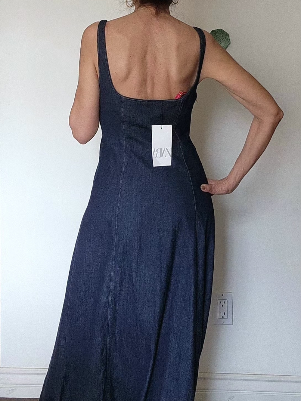 NWT ZARA Denim Baloon Dress- Dark Indigo Maxi - Picture 2 of 6